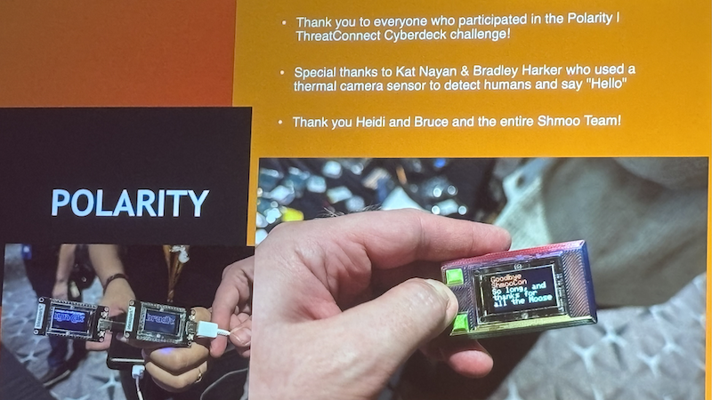 Shoutout on Polarity slide during ShmooCon closing remarks!